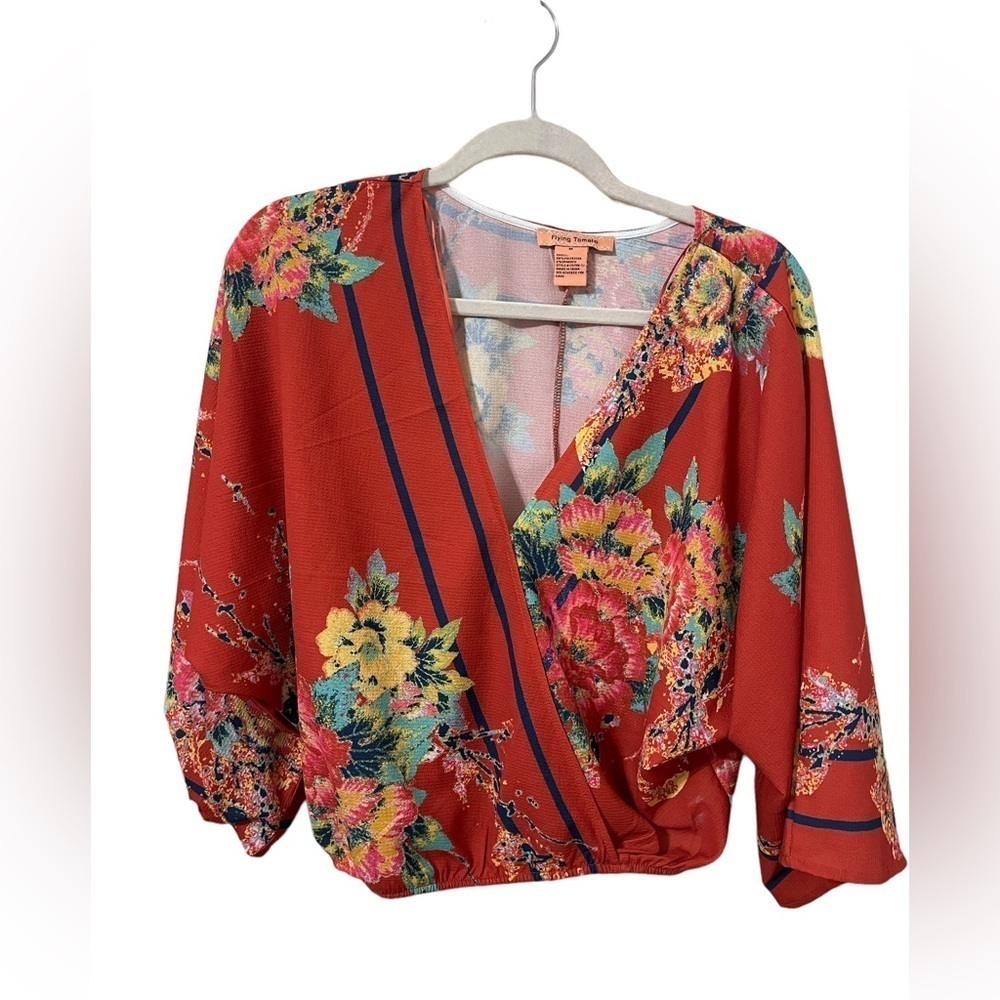 Flying Tomato Red Floral Blouse